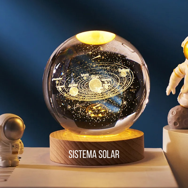 Luminária Esfera de Cristal Planetária 3D