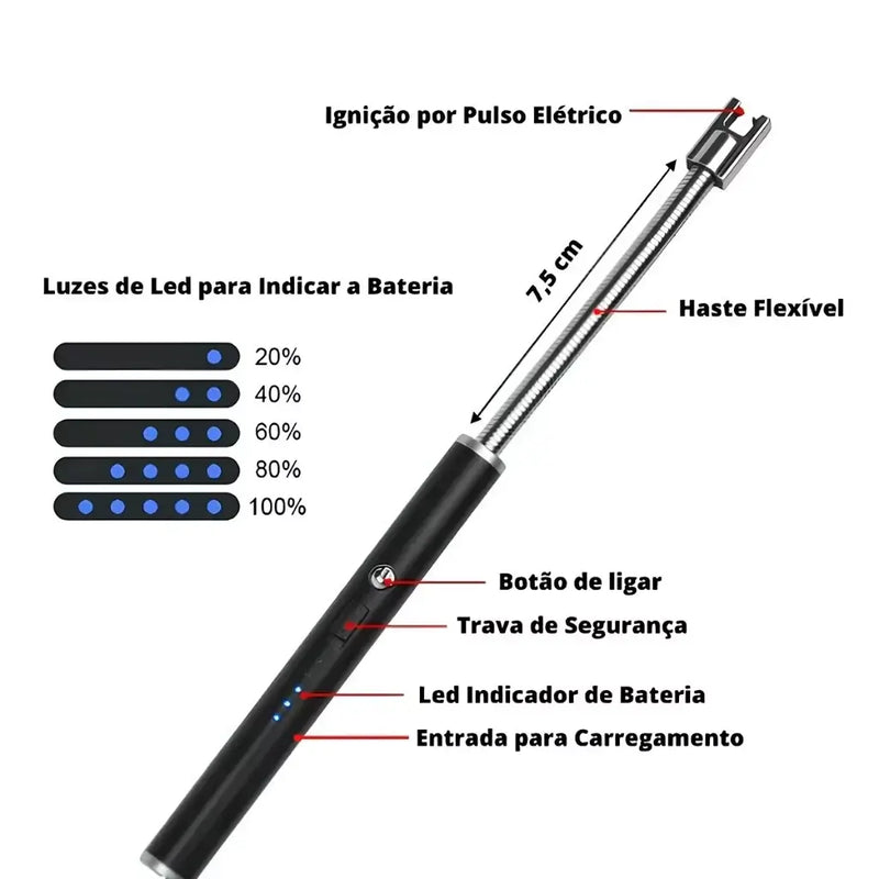 Acendedor Elétrico Infinito Recarregável