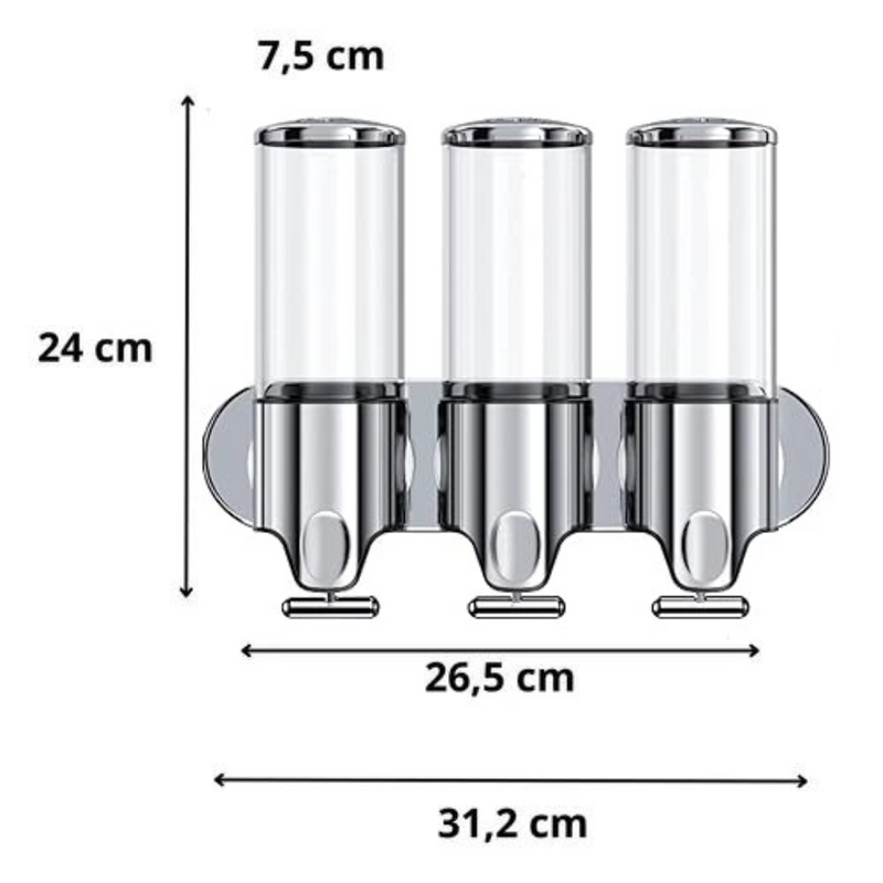 Dispensador de shampoo e sabonete  3 em 1